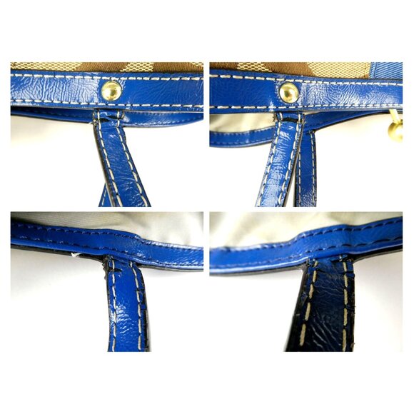 Coach Signature Khaki Blue Shoulder Bag 19190 - Picture 11 of 16